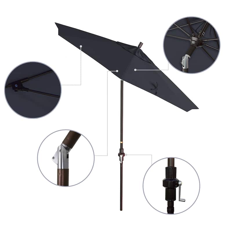 California Umbrella 7.5' Sun Master Patio Umbrella Bronze Aluminum Pole Fiberglass Ribs Crank Lift Tilt Sunbrella Cilantro