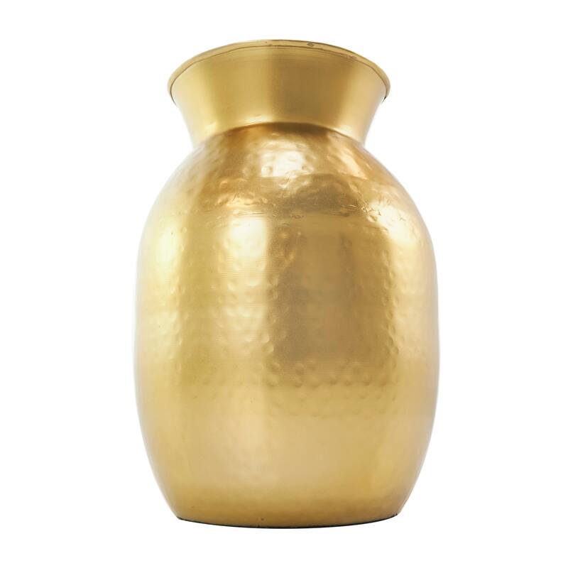 Gold Metal Hammered Spotted Decorative Vase