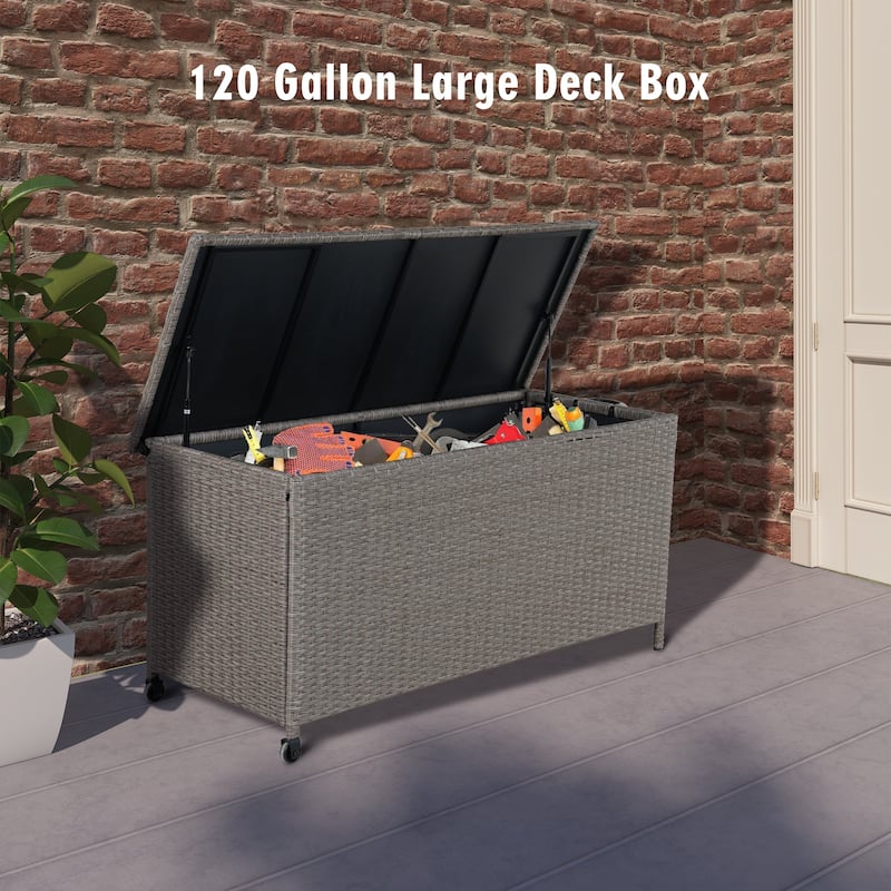 Iron Wicker Storage Cabinet on Wheels (Double Air Rods)-Brown