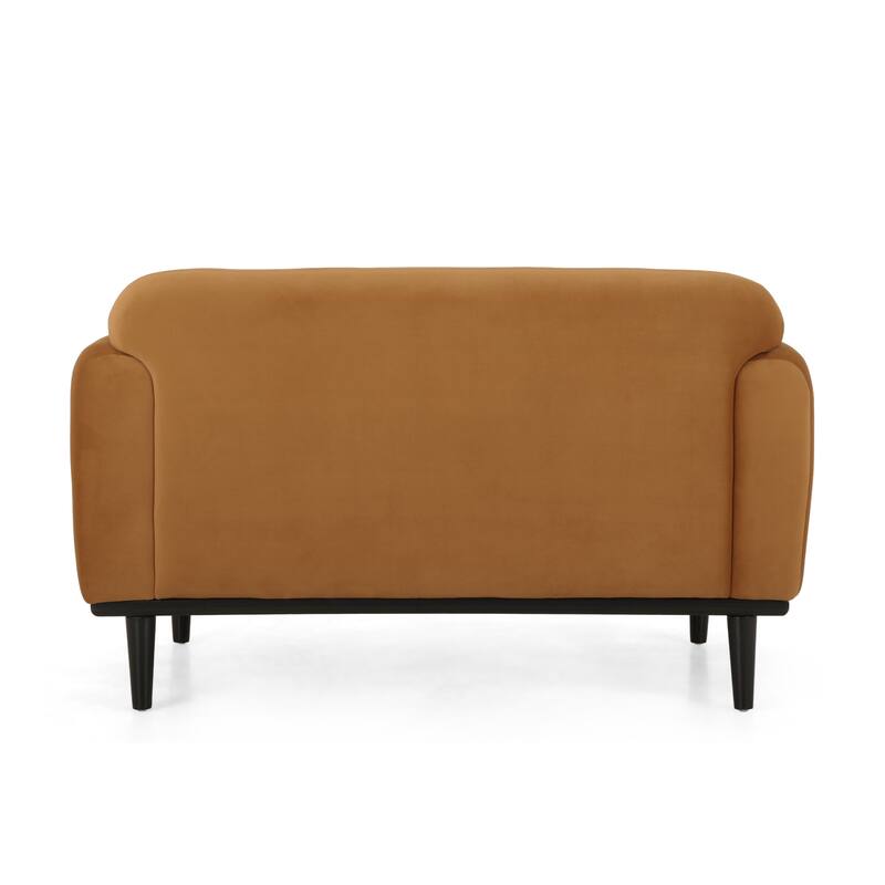 Yellow Polyester Loveseat with Contemporary Design and Birch Wood Legs