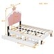 preview thumbnail 10 of 28, Twin Size Upholstered Princess Bed with Crown Headboard and 2 Drawers, Platform Bed in White+Pink