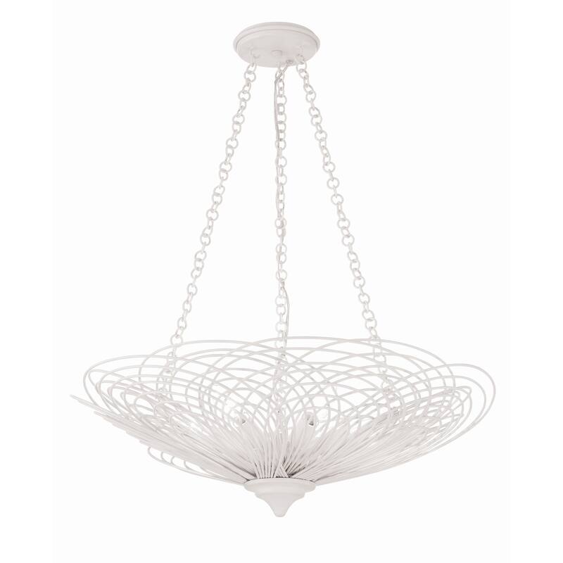 Doral 6 Light Matte White Chandelier - 24"W x 10"H x 24"D