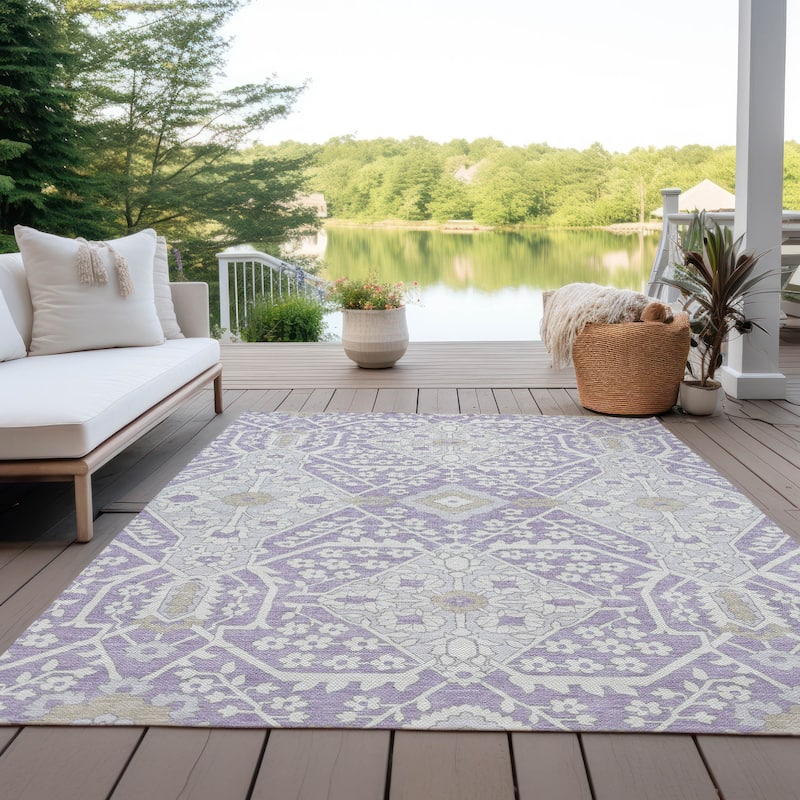 Machine Washable Indoor/ Outdoor Chantille Traditional Medallion Rug - Lavender - 2'6" x 3'10"