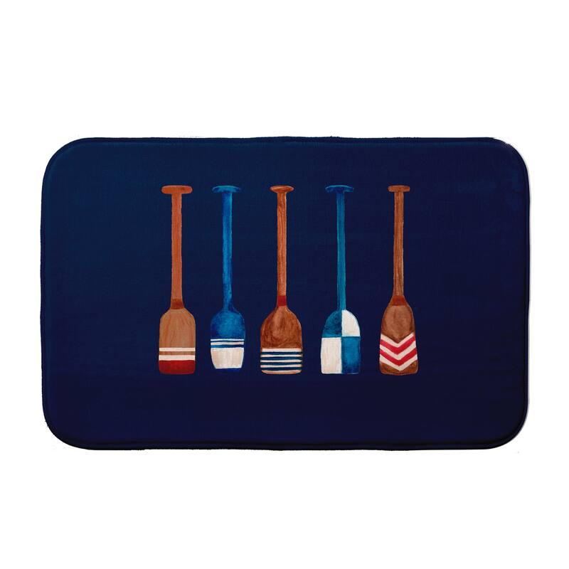 Oar Multi Painted Bath Mat - 17 x 24 - Navy