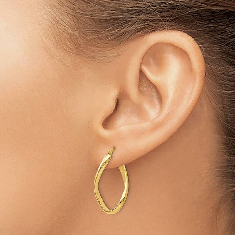 Curata 14k Yellow Gold Polished Hinged 24x2.75mm Twisted Hoop Earrings