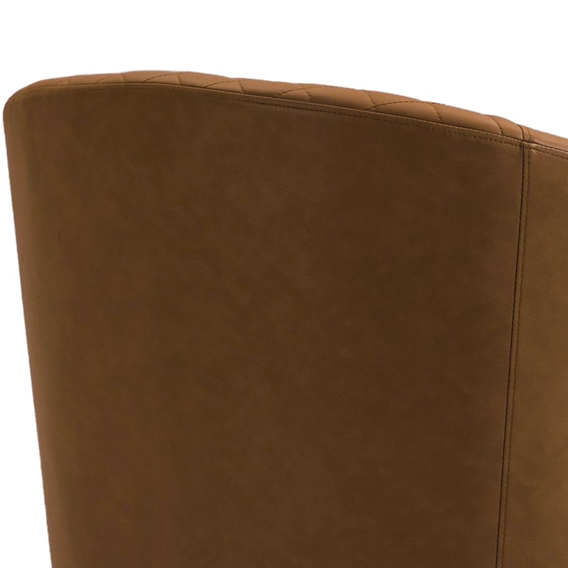 Modern Armchair Faux Leather Nailhead Trim Swivel Accent Chair