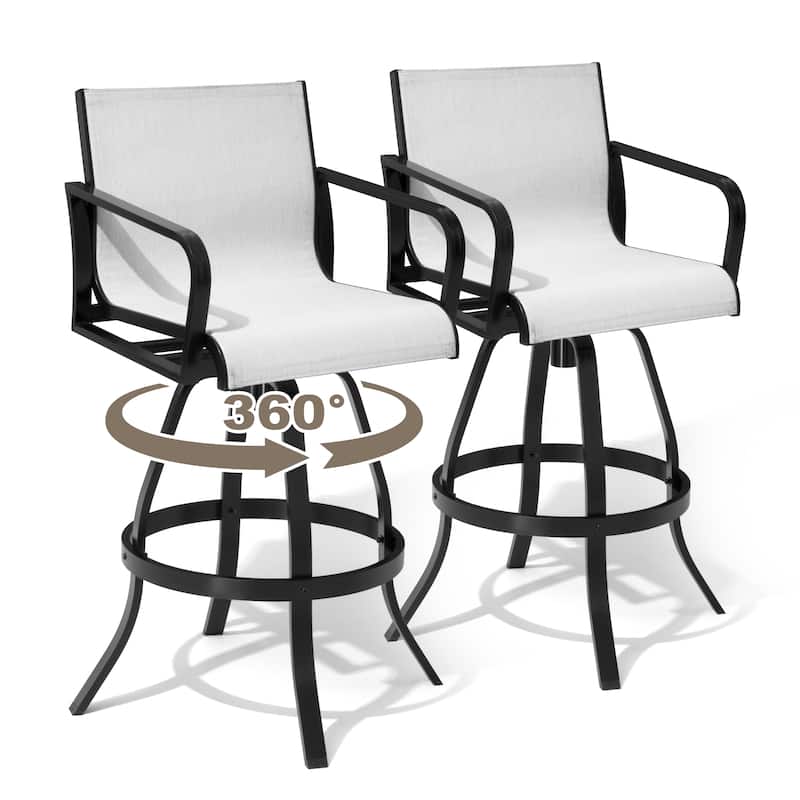 Pellebant Outdoor Aluminum Swivel Barstool Patio Bar Stools with Sunbrella Fabric - 18.31"Lx18.31"Wx43.31"H