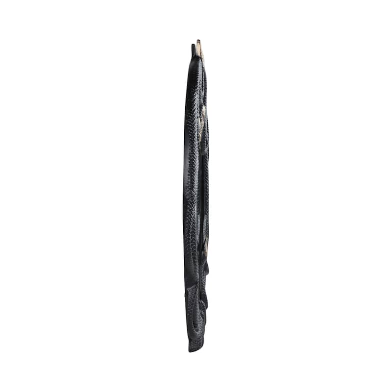 Aluminum Modern Glam Snake-Inspired Wall Mirror - 28" Black and Gold - 22" x 1" x 28"