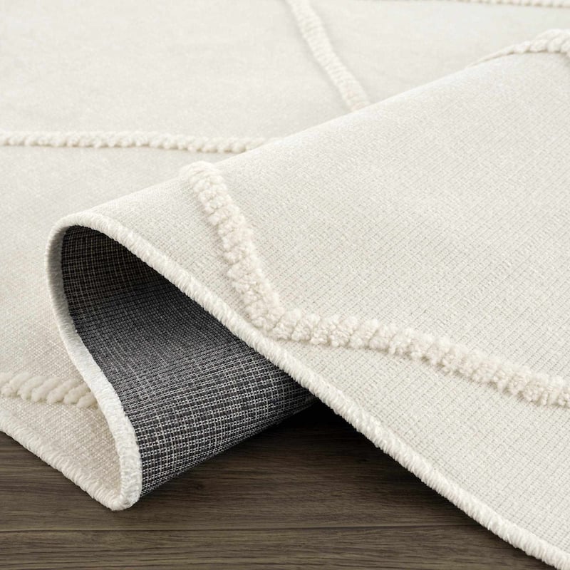 Hauteloom Amani Living Room, Bedroom Machine Washable Area Rug - White, Off White - 2' x 2'10"