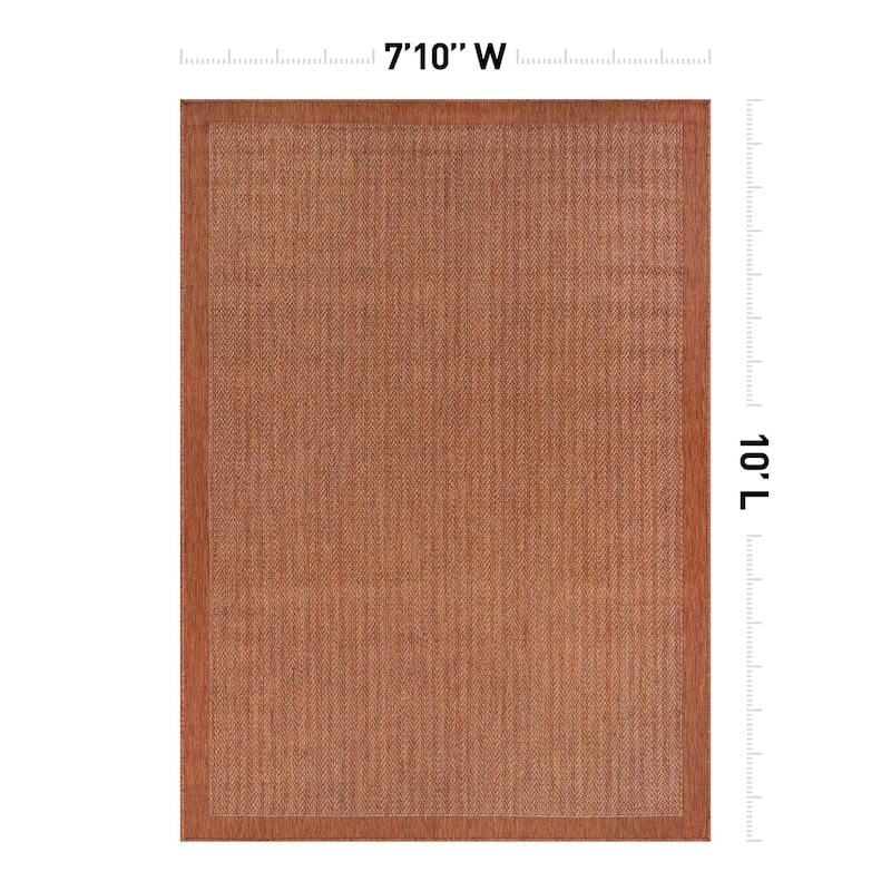 World Rug Gallery Contemporary Bordered Weather Resistant Reversible Indoor/Outdoor Area Rug