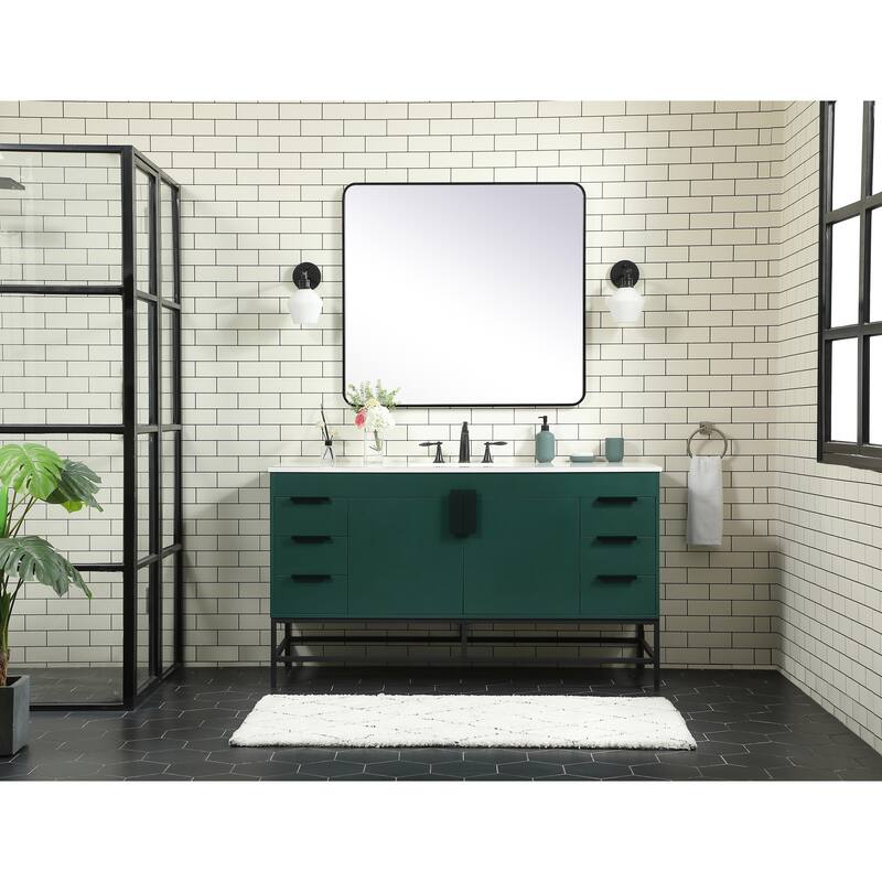 Icon 48 - 60 Inch Single Bathroom Vanity with Ivory White Engineered Marble