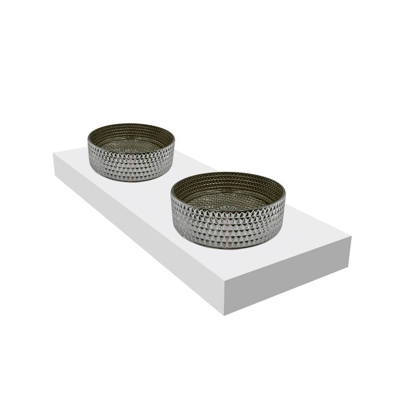 CastelloUSA 14" Round Decorative Sliver Crystal Sink With Base