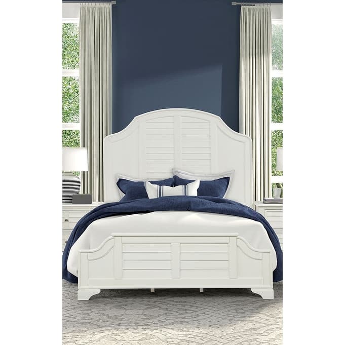 Coastal Style 1 Piece Antique White Finish Bed