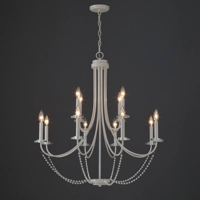 Acroma 12-light 33.5 In Modern White French Country Candle Chandelier - 33.5"D*127.5"H