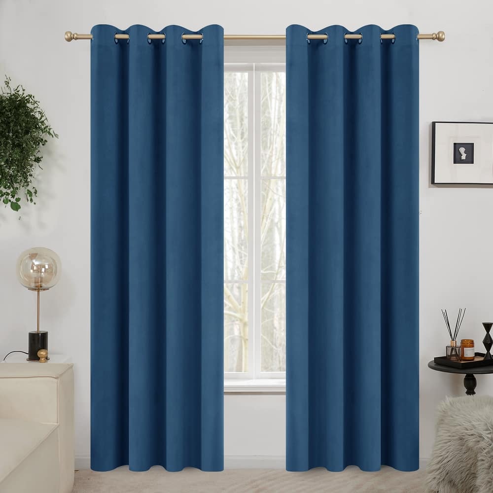 Deconovo Velvet Blackout Curtains, 2 Panels, Thermal Insulated