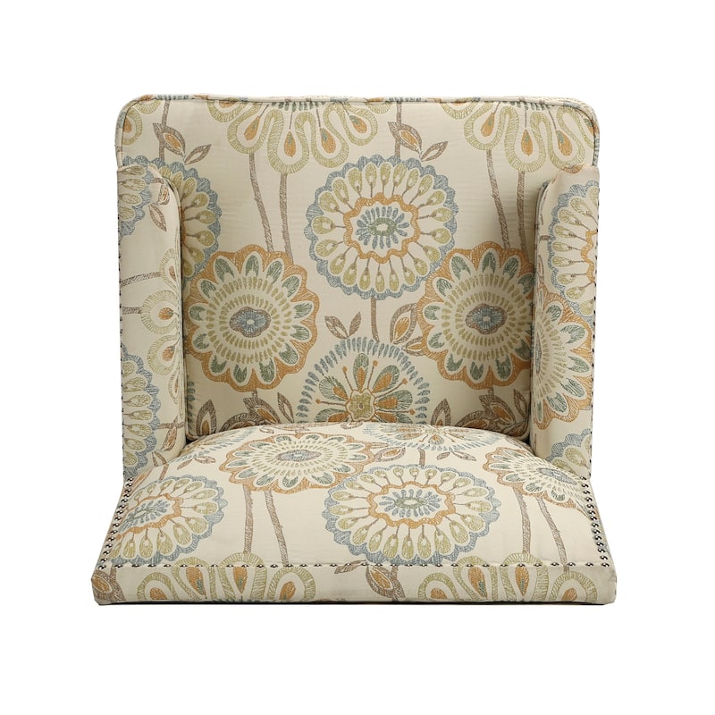 Modern 28.54" Upholstered Accent Chair with Solid Wood Frame and Nailheads for Living Room
