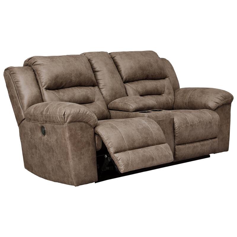 Stoneland Double Reclining Power Loveseat with Console - N/A