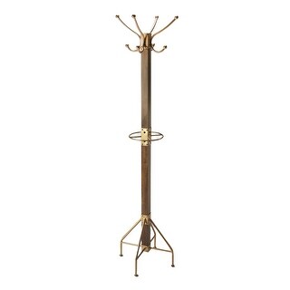 Offex Logan Square Wood & Antique Gold Coat Rack with Double Hooks - 18 ...