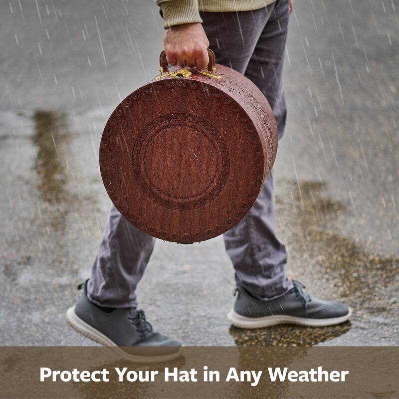 Creative Scents Cowboy Round Hat Box Storage With Gold Locking Lid