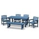 preview thumbnail 21 of 94, 6-Piece HDPE Outdoor Dining Table Sets with Umbrella Hole - 1-Table 4-Chairs-1-Bench Navy