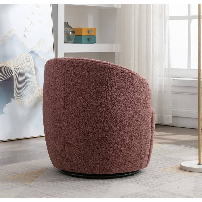 Swivel Barrel Chair,Teddy Fabric Upholstered Modern Round Accent Arm Chairs