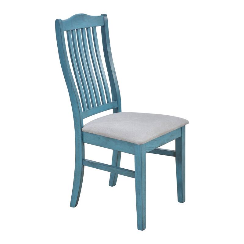 Antique Blue 6-Piece Wooden Dining Table Set with 4 Chairs & Bench, Table with Drawer