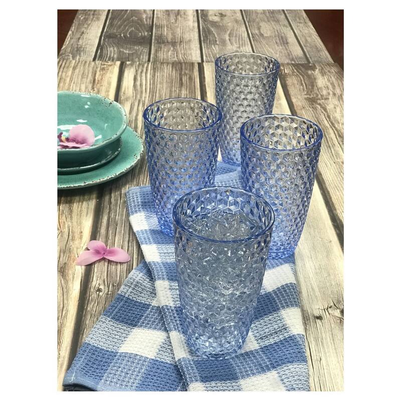 Diamond Cut Acrylic Glasses Drinking Set of 4