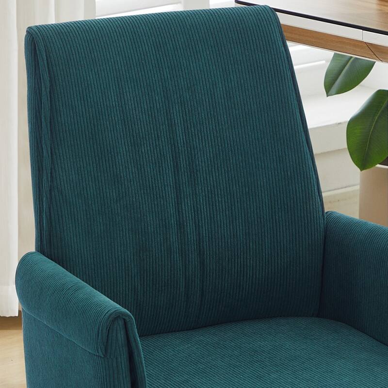 Corduroy Swivel Office Chair with Wheels, Ergonomic High Back Task Chair, Upholstered Accent Chair with Adjustable Height