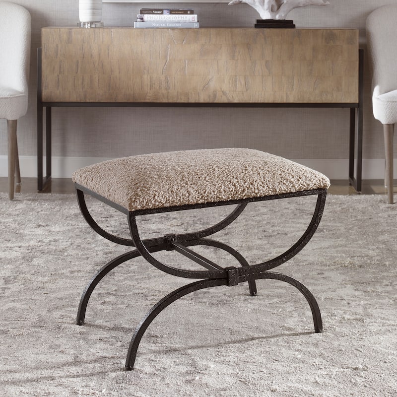 Uttermost Hacienda Plush Latte Small Bench - 24"W x 20"H x 16"D