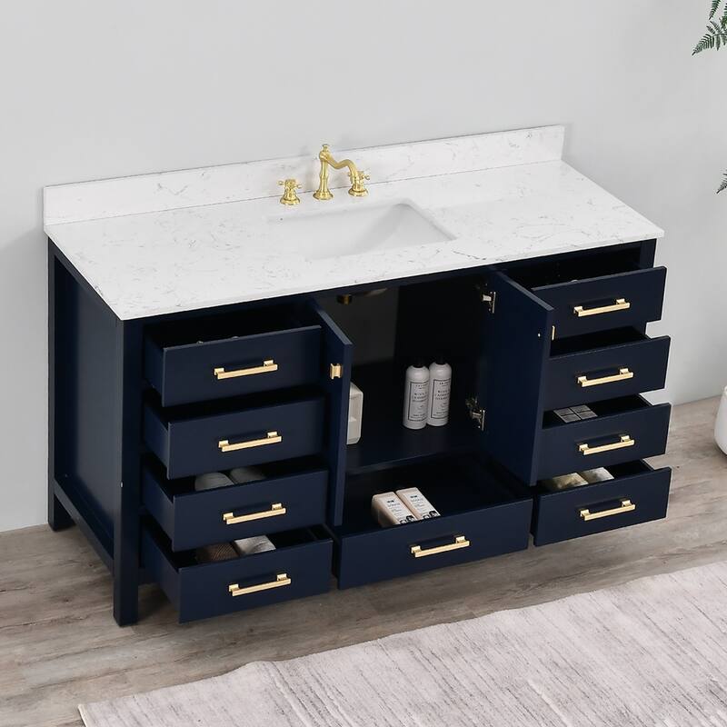 PROOX 60 in. W x 22in.D Freestanding Bath Vanity Engineered Top Single Rectangular Sink