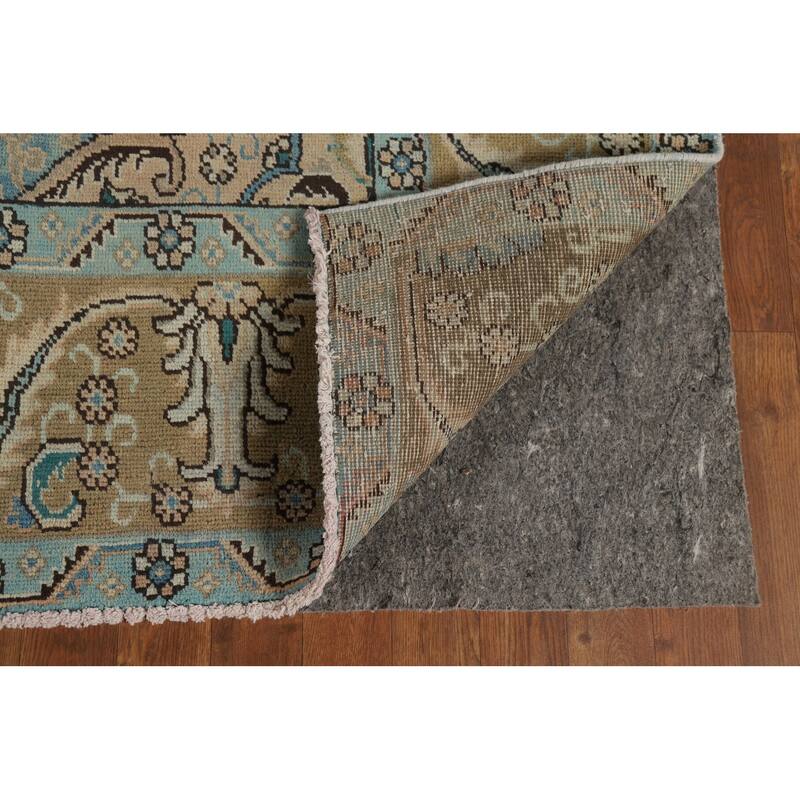 Tabriz Vintage Persian Area Rug Handmade Traditional Peach Wool Carpet - 9'7" x 12'8"