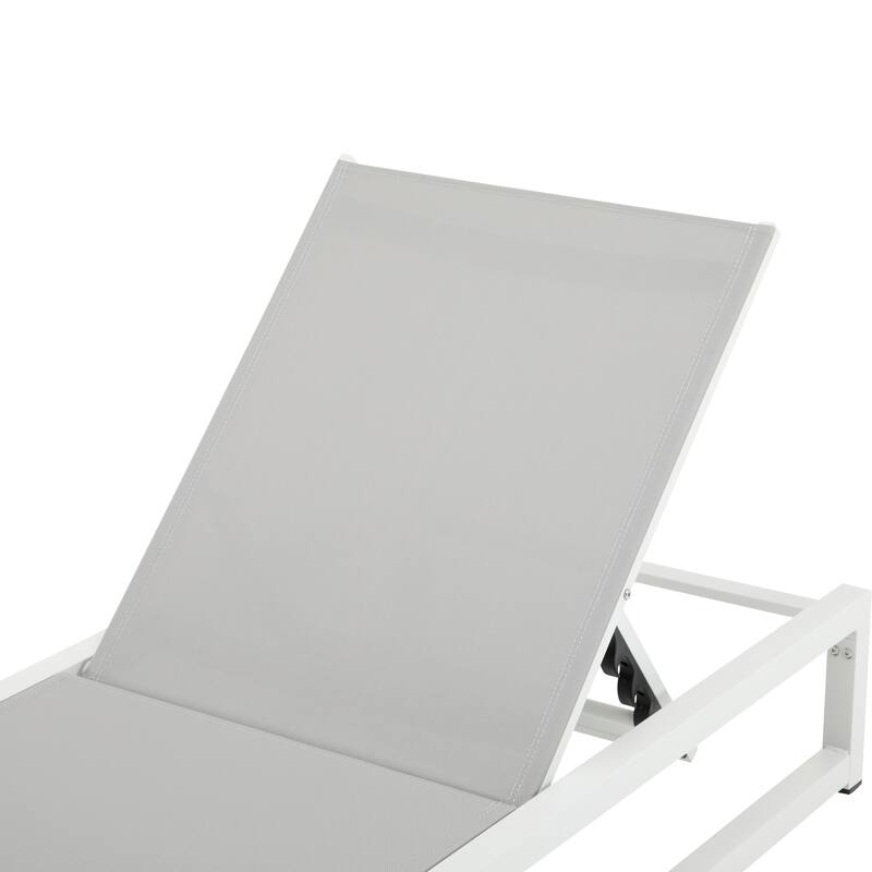 5-Level Adjustable 2-Piece Outdoor Chaise Lounge,Durable Aluminum Frame & Textilene Mesh, Perfect For Patio/Poolside