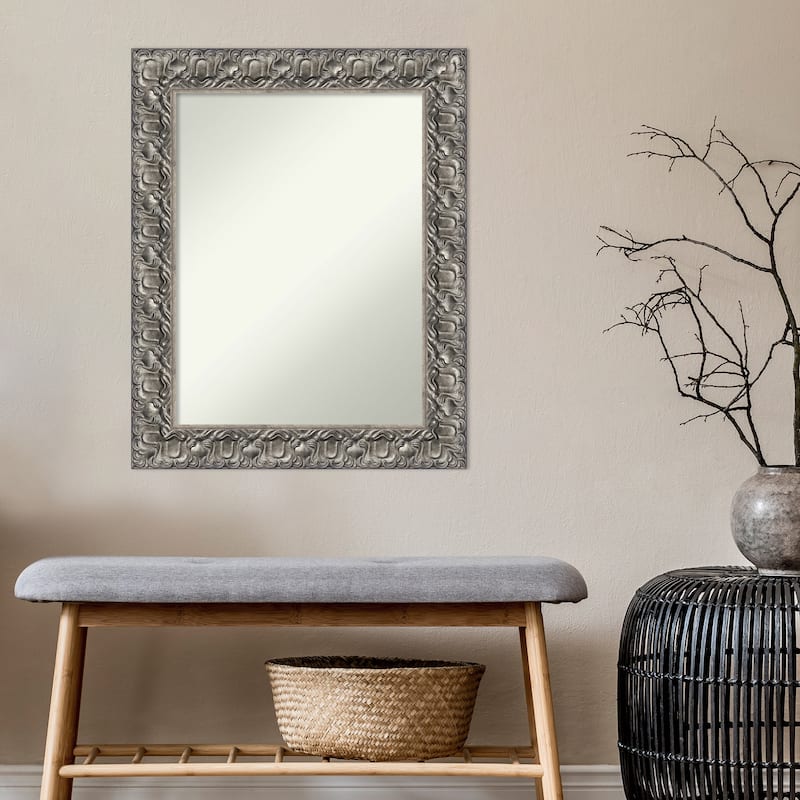 Non-Beveled Wood Wall Mirror - Silver Luxor Frame