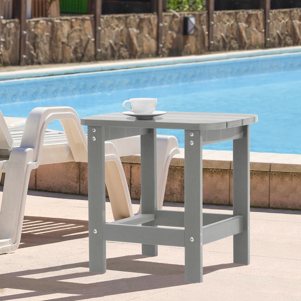 LIVOOSUN Patio Adirondack Plastic Wood Outdoor Side Table for Deck