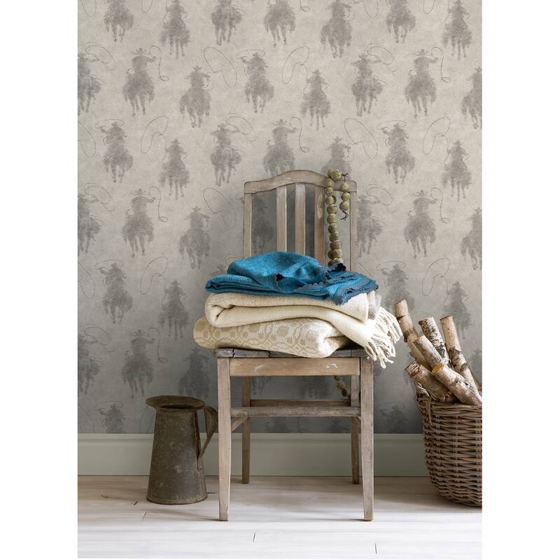 Stockman Silhouette Grey Wallpaper