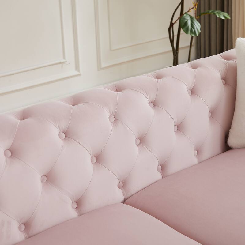 Modern Luxury Velvet Sofa with Chesterfield Quilted Button Accents