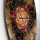 preview thumbnail 3 of 8, Designart 'Dark Gold Red Fractal Flower Pattern' Oversized Floral Wall CLock