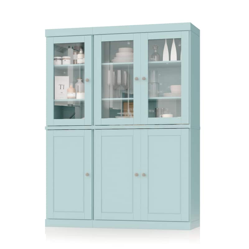 Palace Imports 100% Solid Wood Pantry China Cabinet, Raised Panel & Clear Glass Doors, 2 Drawers, 48.5" Wide, 71.5" Tall