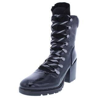 patent leather combat boots