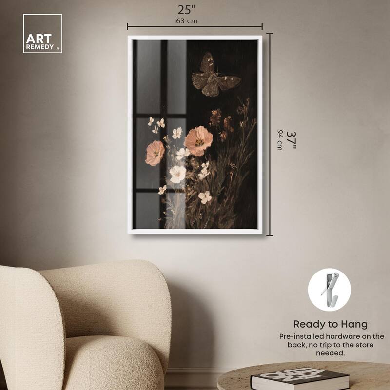 Poppy and Moth I Shadowbox by Art Remedy