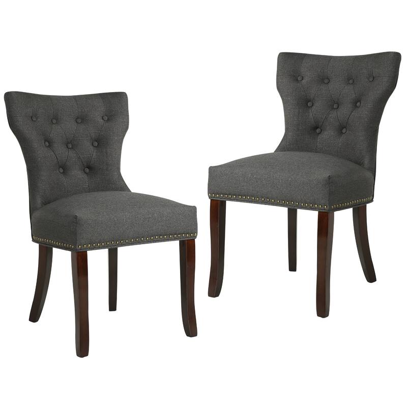 Fabric Wingback Dining Chairs Comfy Armless Accent Chairs Set of 2