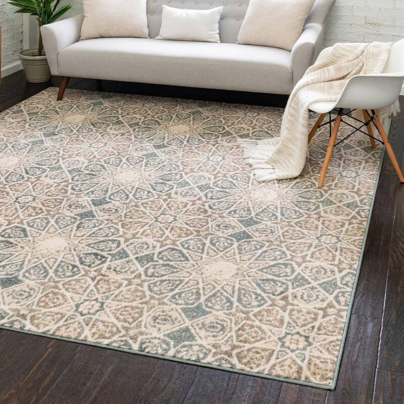 Contemporary Daisy Collection Area Rug - Multi - 8' Square