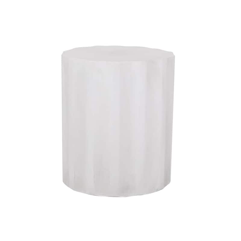 Roomfitters Outdoor Lightweight Concrete Side Table, Round Accent End Table for Patio or Living Room, Antique White