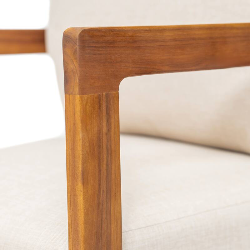 Christopher Knight Home - Outdoor Swivel Solid Acacia Wood Lounge Chair with Beige Cushion