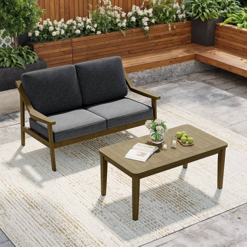 Outdoor Patio Wood Bistro Set/Loveseat Set