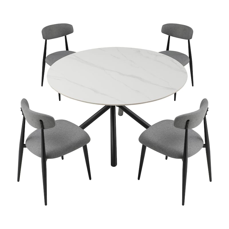Modern Curved 6 Piece Kitchen Dining Chair Set with Metal Legs, Thick Cushions, Backrest for Dining Room Kitchen Living Room