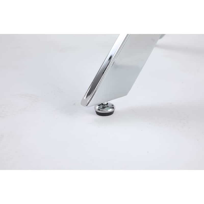 Modern rectangular tempered glass table and silver iron frame