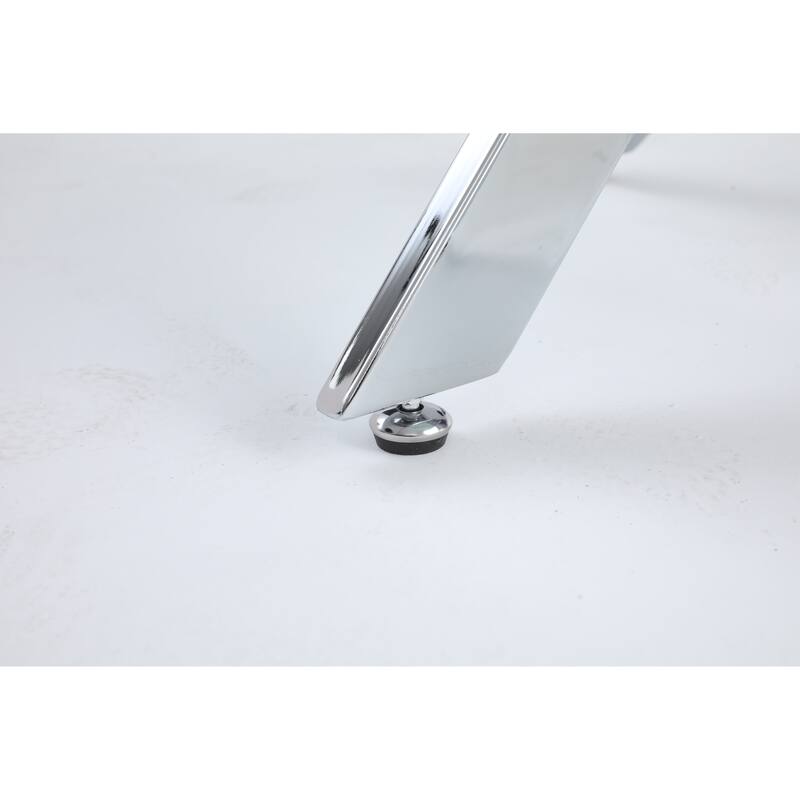 The Modern Rectangular Tempered Glass Tabletop Is Paired With a Silver Iron Frame, 47.24 inches