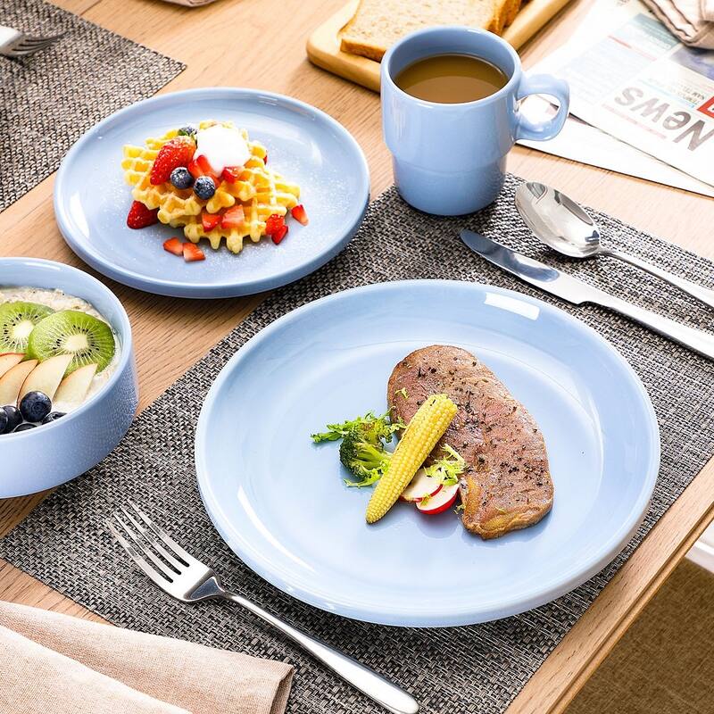 LOVECASA 16-Piece Round Dinnerware Set Stackable, Service for 4