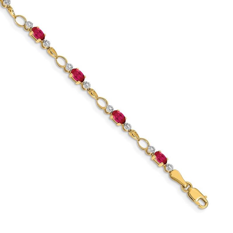 Curata 14k Open link Diamond Ruby Bracelet